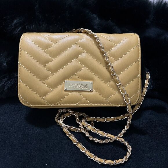 bebe Handbags - Bebe Women's Mustard Sophia Mini Cross Body Bag In Excellent Condition